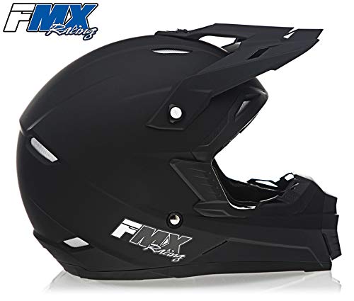 FMX Adult Motocross Dirt Bike Off-Road ATV Motorcycle DOT Approved Matte Black Helmet Size Medium
