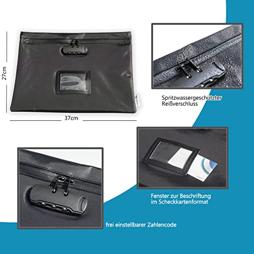 Porte-documents avec fermeture éclair grand format A4 pochette de rangement pour dossiers - 4