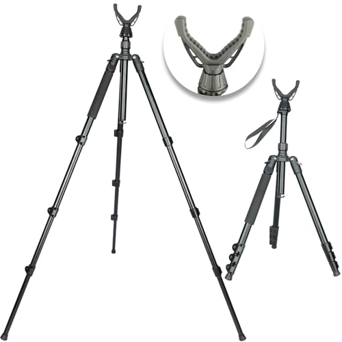 Image of Adjustable Shooting Tripod for Rifles Shooting Stick Level-Lock 3-in-1 Tripod Monopod Bipod, 22.8″-61″ Height, Lightweight Aluminum Alloy with Carrying Bag, Stable Rifle Rest for Hunting & Outdoor