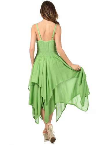 Image of Sakkas Lady Mary Jacquard Corset Style Bodice Lightweight Handkerchief Hem Dress