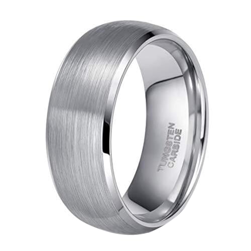 Alliance tungstène brossée bague mariage 8mm confort fit argent haut de gamme