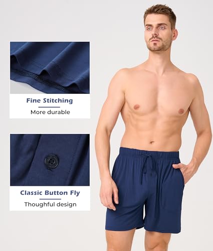BAMBOO COOL Men's Pajama Pants Cooling Lounge Sleep Short Bottoms Soft Comfy Summer Pj Shorts Sleepwear Pajamas with Pockets3