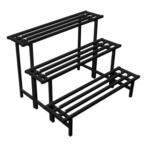 Image of Anandi Greens Black Heavy Duty 3 Tier Metal Plant Stand for Grow Bags Planters and Pots Rust Resistant Iron Plant Pot Holder Rack for Outdoor Balcony Indoor Living Room and Garden Supports Up to 200 kg