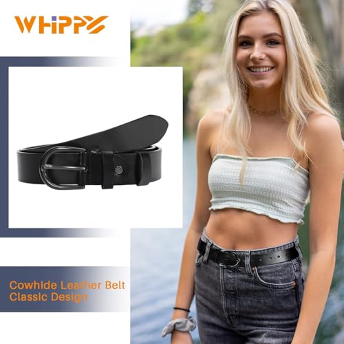 Image of WHIPPY Women Leather Belt for Jeans Pants Dresses Black Ladies Waist Belt with Pin Buckle