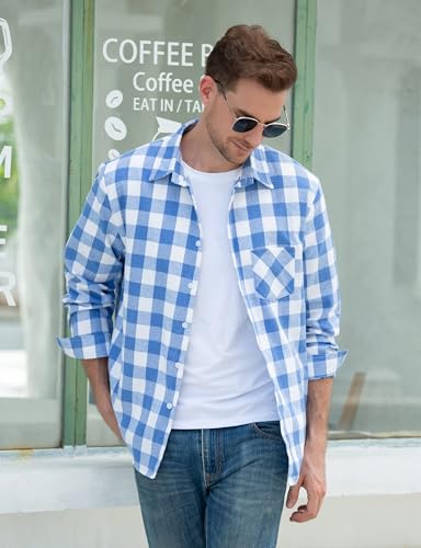 Image of Betusline Boy and Men Button Down Plaid Shirt | Soft,Breathable and Comfortable Fabric