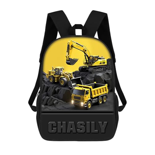 Personalized Engineering Vehicle Themed Backpack, Custom Name Excavator Backpack, Construction Truck Back Pack, Backbag Birthday Christmas Gifts For Excavator Driver Lovers