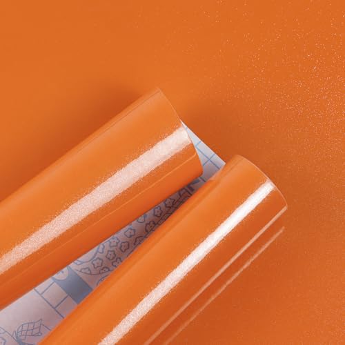 Amiya Papel de contacto naranja brillante para encimeras, papel tapiz autoadhesivo para muebles, armarios, impermeable, extraíble, fácil de aplicar, envoltura de vinilo decorativo de 15.7 x 118