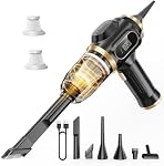 Portable Car Vacuum Cordless Mini Handheld Vacuums Cleaner Rechargeable with LCD Display and Multi-Nozzles, High Power Hand held Cleaners for Car, Home, Office, Sofa, Pet Hair,Keyboard | Rechargeable with LCD Display and Multi-Nozzles, High Power han