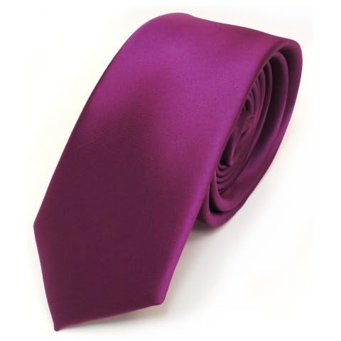 narrow TigerTie Satin tie necktie lila magenta fuchsia all-one-color Polyester - Tie Cover