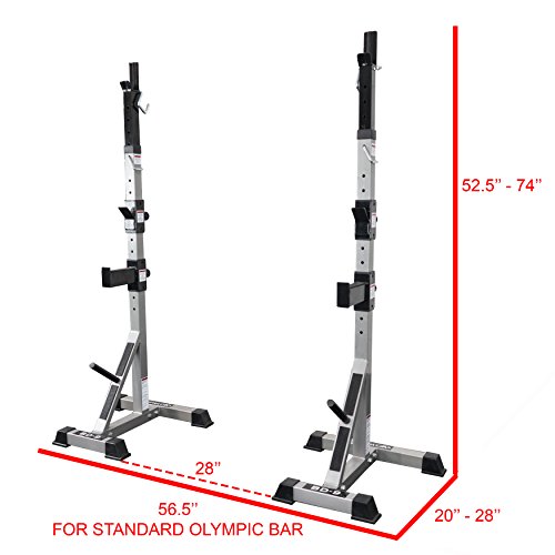 Valor Fitness BD-9 Independent Power Squat Stands with Adjustable Uprights, J-Hooks, Bar Catches, and Safety Catches