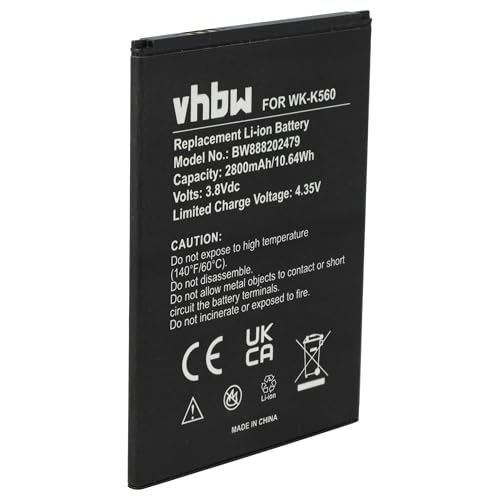 vhbw Batterie Compatible avec Wiko Y61, Y62, Y62 Plus téléphone Portable (2800mAh, 3,8V, Li-ION)