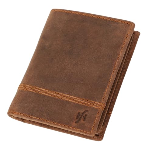 STARHIDE Men Brown RFID Blocking Wallet Genuine Distressed Hunter Leather Wallet Purse 1195