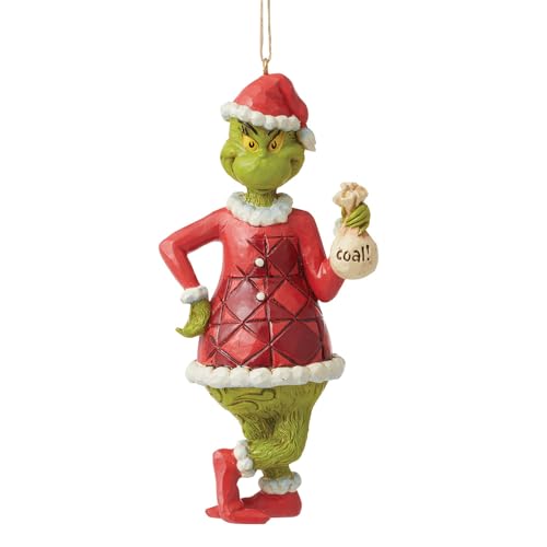 Jim Shore Grinch With Bag Of Coal Ho Hanging Ornament, Multicolor, 5 In H X 1.75 In W X 2.25 In D
