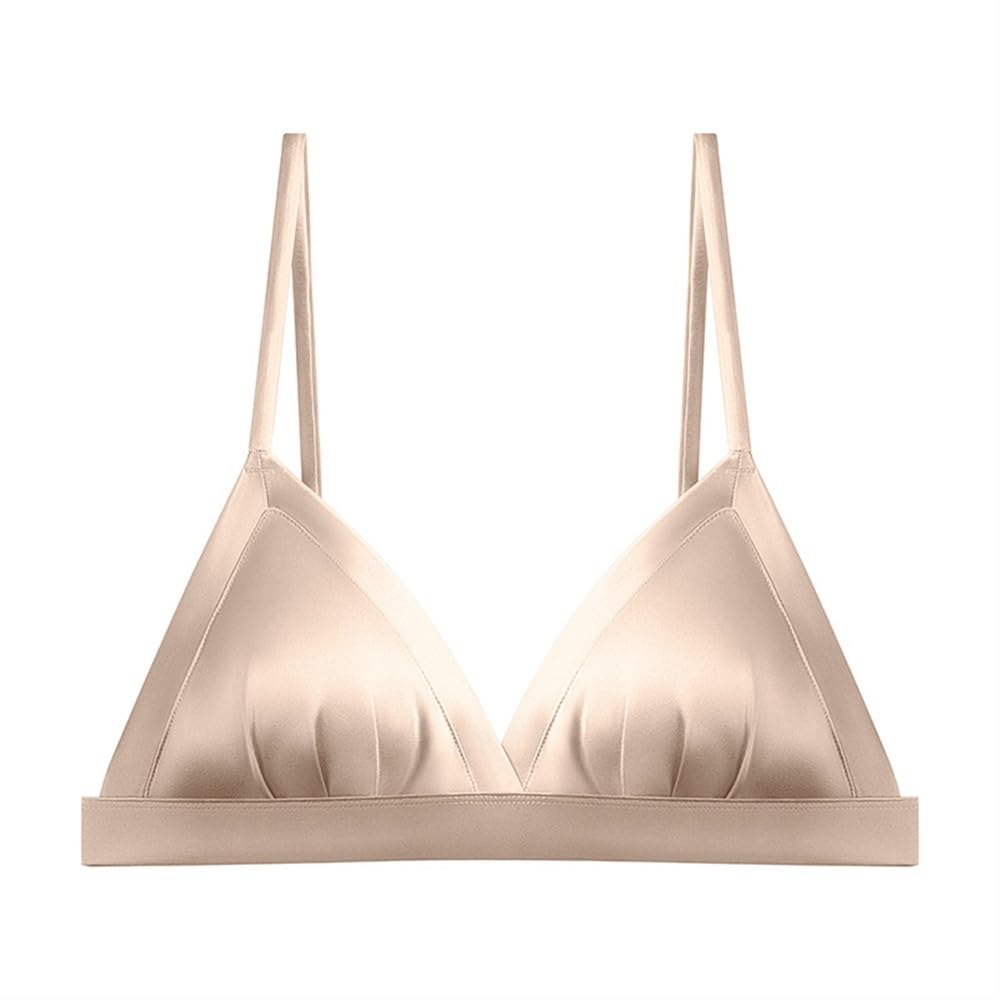 Reggiseno Da Donna Sexy In Raso Di Seta, Sottile E Liscio Con Coppa A Triangolo Francese, Bralette In Seta Di Gelso Per Intimo Fresco E Confortevole Estivo