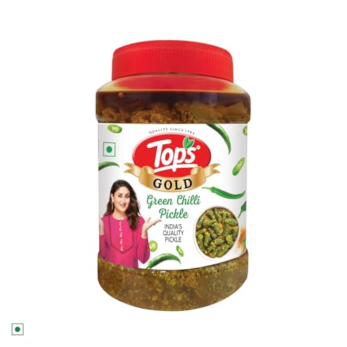 Image of TOPS Pickle Green Chilli -900 gm | Prepared with the goodness of Mustard Oil (Pack of 3)
