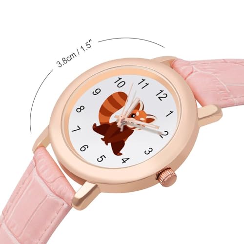 Cute Red Panda Classic Watches for Women Funny Graphic Pink Girls Watch Easy to Read2