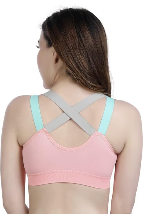 Image of Shoppy Villa Women's Seamless Padded Sports Bra, Racerback Gym Bra with Removable Pad