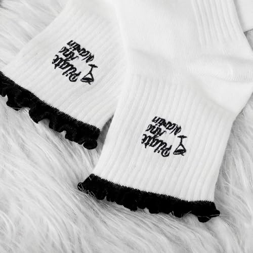 Image of Jeyiour Summer Cute Pilates Socks Women Bow Nonslip Ruffle Yoga Socks with Grip Barre Pilates Gift for Work Dance Fitness