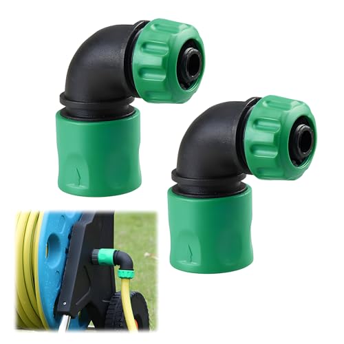 Lot de 2 adaptateurs coudés rapides pour tuyau d'arrosage - Raccord coudé à 90° - Raccord de tuyau d'arrosage à 90° - Raccord de tuyau d'arrosage 1/2 (B)
