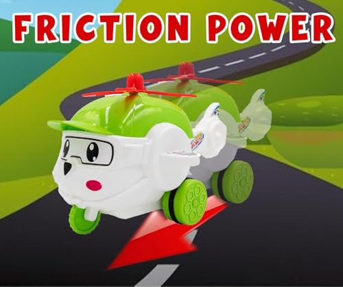 Image of ToyBharat This Multicolour Cartoon Helicopter Toy Features Friction Power for exciting Motion Play. for Kids, it Sparks Imagination, enhances Motor Skills, and Offers Hours of Fun