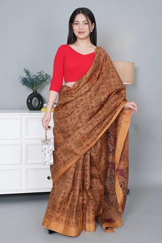 Image of Mlada V-Neck Stretchable Saree Blouse Top for Women | Slim Fit 3 /4th Sleeves Solid Cotton Blouses | Readymade Saree Blouses for Women Festive & Ethnic | Blouse Crop Top
