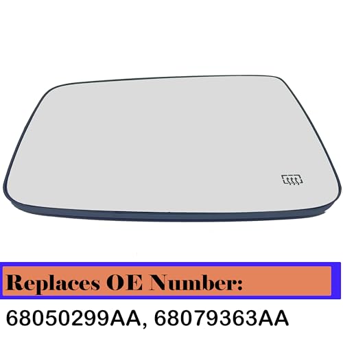 Image of Driver Left Side Heated Mirror Glass Compatible with 2009-2018 Dodge Ram 1500 2500 Ram Driver Side Heated Mirror Glass Convex 68050299AA, 68079363AA