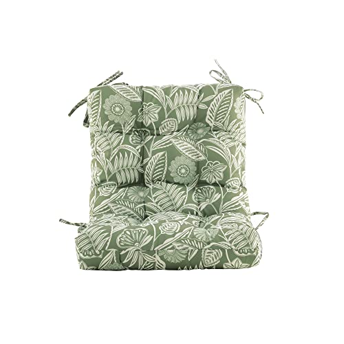 Blisswalk Outdoor Chair Cushion，Tufted Outdoor Cushion Seat And Back, Floral Patio Furniture Cushion With Tie,40"X20",All Weather #TOP1
