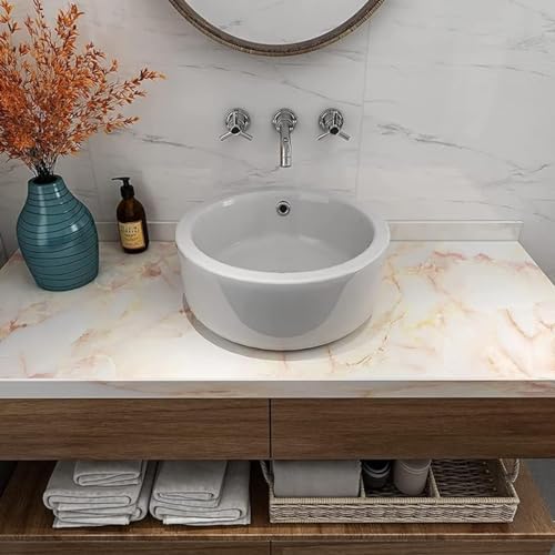Image of VOLITO Self Adhesive Marble Wallpaper Kitchen Wallpaper Oil Proof & Waterproof Wallpaper for Cabinet Makeover, Almirah, Plastic & Tabletop, Wardrobe (60x200cm) (V-Orange)