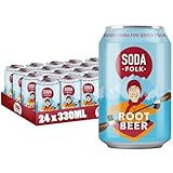 Soda Folk Root Beer, American Style Fizzy Drinks, Real Maple Syrup, Sweet Refreshing Reduced Sugar, Soft Drink, The Prime Drink, Nostalgic Flavours, Gluten Free & Vegan (24 x 330ml Cans)
