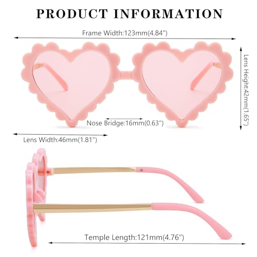 Toddler Heart Sunglasses for Girls - Kids Cute Heart Shaped Glasses Age 3-104