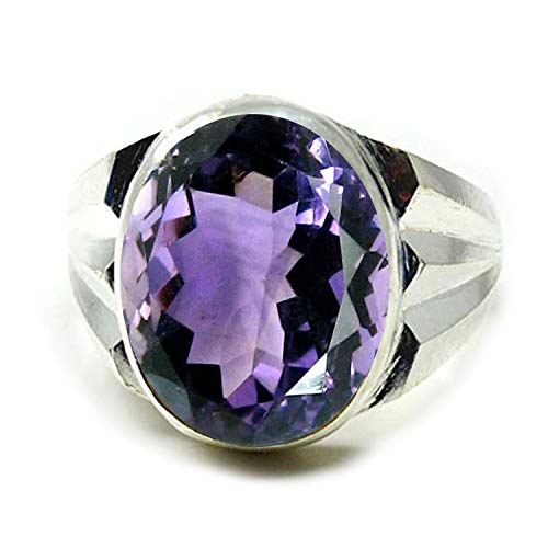 Améthyste naturelle bague argent sterling 925 ovale violette pour femme et homme