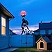 GIBMIDSER Solar Dog Light Outdoor Decorative,Metal Black Dog&Cat Silhouette Solar Garden Stake,Multi-Colored Changing Glass Ball with LED Light,Welcome Yard Sign Lawn Ornament Decor Gifts for Women