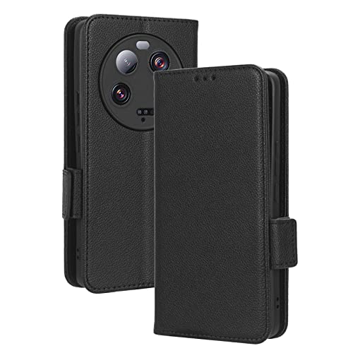 WBWONE para Xiaomi Mi 13 Ultra Funda, Libro Case Flip Carcasa Magnética con Soporte y Cartera para Tarjetas, Premium PU/TPU Cuero Cover Billetera. Negro