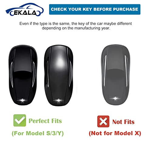 Ekala For Tesla Key Fob Cover Holder, 3 Buttons Soft Tpu Key Fob Protector With Leather Key Fob Keychain Fit For Tesla Model 3 Model S Model Y Smart Key Fob Case Black Gold(Bp-Tsl) #TOP1