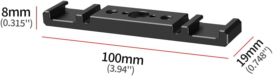 Dual Cold Shoe Extension Bar Bracket w 1/4" Thread & Cable Slot - Extender for Monitor LED Light Camera Cage (only Cold Shoe Extension Bracket)