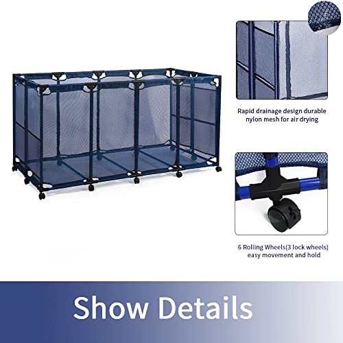JEFEE Pool Storage Bins Rolling Pool Safety Storage Cart Standard Noodles Holder Organizer with Nylon Mesh, for Pool Floats Storage, Pool Toys Storage Large Capacity 64.57" L*30.51" W*33.46" H Blue by JEFEE - Image 4