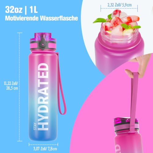 Sahara Sailor Trinkflasche, Sport Trinkflasche, [BPA-frei Tritan] 1L/500ML/750ML Auslaufsicher Sport Wasserflasche, Sportflasche für Fahrrad, Camping, Yoga, Gym (1 Flasche)