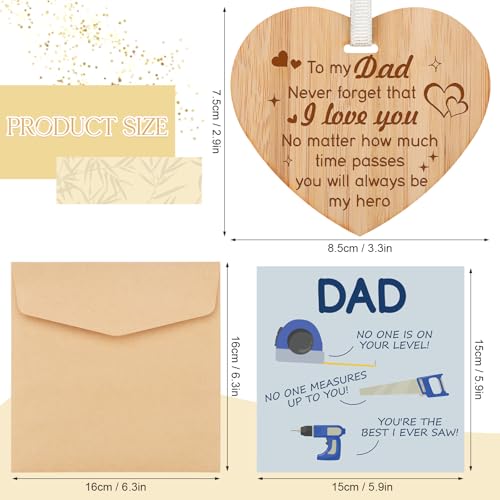 Welsky Dad Birthday Card, Gifts for Dad Greeting Cards with Wooden Heart Plaque, 60th 70th 80th 90th Birthday Cards for Father from Daughter Son - Image 2