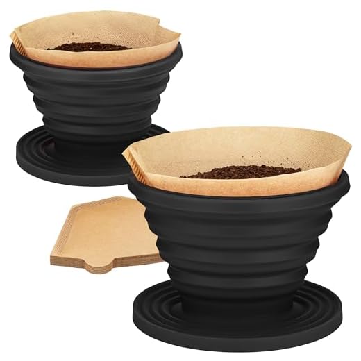 COLETTI Sierra Camping Pour Over Coffee Dripper — Collapsible Pour Over Coffee Dripper — Includes Pack of Paper Filters [Black, Pack of 2]