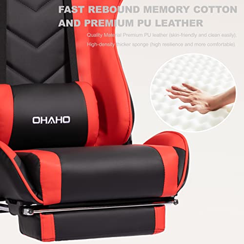 Ohahogamingchairracingstyleofficechairadjustablemassagelumbarcushionswivelrockerreclinerhighbackergonomiccomputerdeskchairwithretractablearmsandfootrestblackred Urban Country Home Decor Ohaho gaming chair racing style office chair adjustable massage lumbar cushion swivel rocker recliner high back ergonomic computer desk chair with retractable arms and footrest blackred urban country home decor