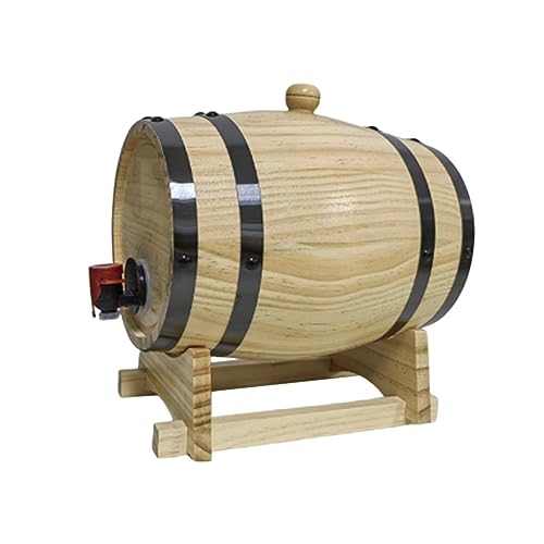 MagiDeal 1L / 1.5L / 3L Whisky Tonneau à Vin, Grande Capacité avec Robinet Tonneau à Vin en Chêne Vieillissement avec Support Tonneau à Vin en Chêne, 1l