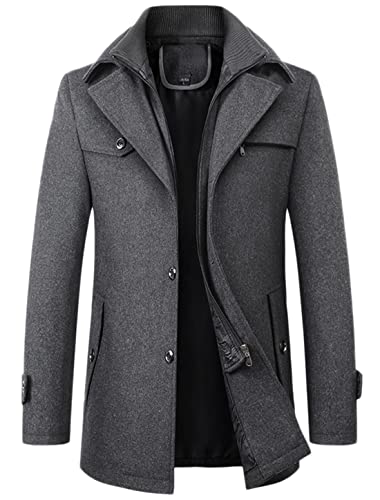 Image of chouyatou Men's Winter Stylish Wool Blend Single Breasted Military Peacoat