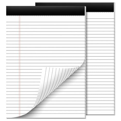 2 Pcs Legal Pads 8.5 x 11 Note Pads 8.5 x 11 Inch Notepad 60 Sheets Writing Pads Wide Ruled Lined Paper Pads White Paper Note Pads 8.5 x 11 with 30 Sheets Per Legal Pad for School, Office, Home