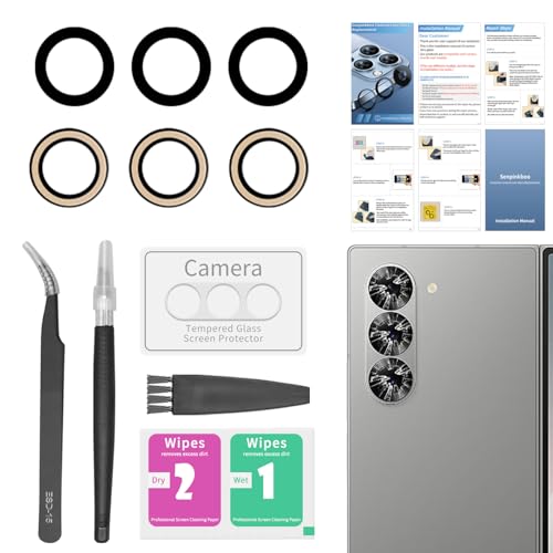 2 Pack for Samsung Galaxy Z Fold 6 Back Rear Camera Lens Glass Replacement with [Camera Lens Protector]+ Repair Tool Set+Installation Manual