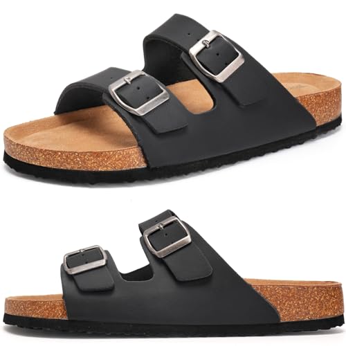 Herren Pantoletten Sandalen Hausschuhe Flache Latschen Sommerschuhe Erwachsene Schlappen Arbeitsschuhe Bequeme Classic(Schwarz 43 EU)