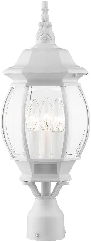 Livex Lighting 7526-14 Frontenac Traditional 3-Light Outdoor Post Top Light with Clear Beveled Glass Shades, 22" x 8" x 22", Black