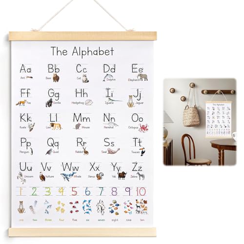 Nangilo Learn Educational Alphabet Poster for Children,Learning Posters,Educational Posters for Toddlers, Alphabet Animals Wall Chart for Kids, Toddlers Kindergarten Preschool Family Education