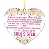 Décoration de Noël, décoration d'amitié pour femme, meilleure amie, meilleure amie, BBF, décoration en forme de cœur en acrylique, cadeau d'anniversaire, « You Will Forever Be My Soul Sister »