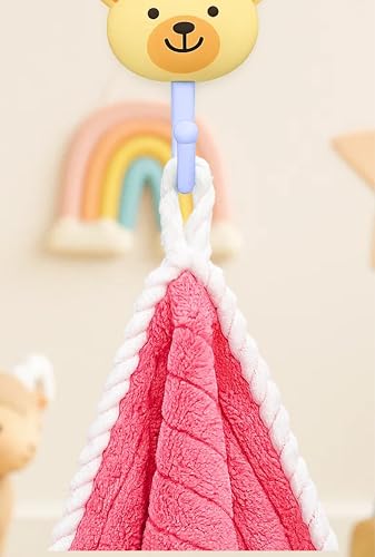 Image of DIVYAM Kids Bath Towel - 425 GSM Soft Microfiber Towel for Newborns, Toddlers & Kids - Lightweight & Absorbent - Cute Bear Design - Deep Pink Color - 120 x 60 CM - Set of 1