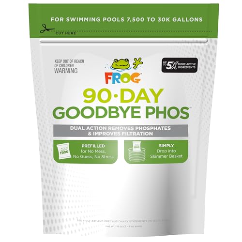 FROG 90-Day Goodbye Phos - Dry Formula Phosphate Remover for Pools up to 30,000 Gallons - Pool Maintenance & Treatment - No More Phos - 3 Pods